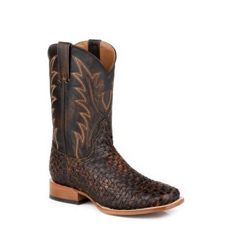 Stetson Outlaw Eagle Biker Brown And Blue With Tan Leather Boot Interior Men main image 4