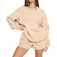thumbnail image 1 of Suéteres de Cuello Redondo de de Gran Tamaño para Mujer, Tops Bonitos para Otoño e Invierno, Ropa Preppy para Chicas Adolescentes Albaricoque XL, 1 of 8
