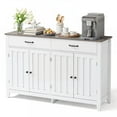 thumbnail image 4 of Coffee Bar Cabinet, Aiho 55" Farmhouse Kitchen Pantry Storage Cabinet, 2 Drawers, 4 Doors and Adjustable Shelf - White+Gray, 4 of 12
