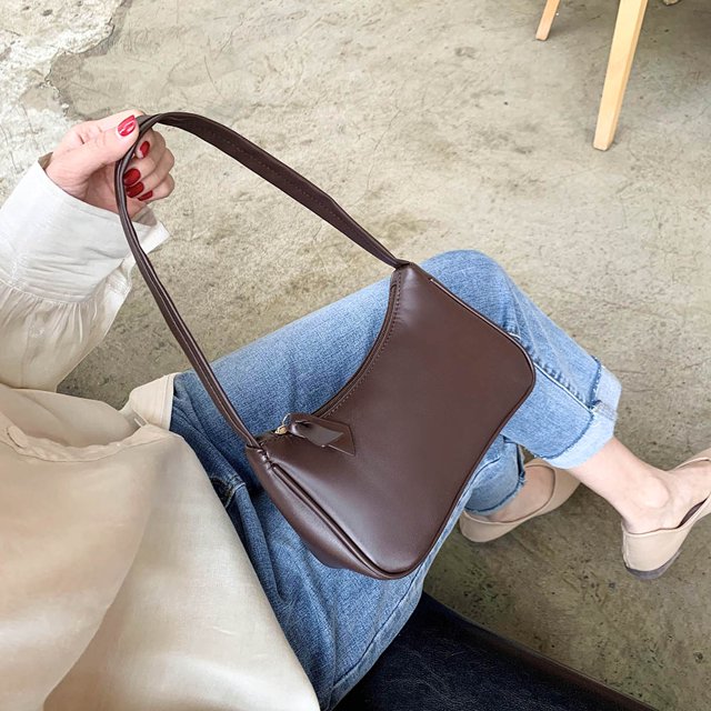 Bolso de hombro pequeño JShteea elegante simple Para mujer color café