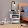 thumbnail image 3 of Nightstand with Charging Station, Bedroom Bedside Table with USB Ports and AC Outlets, Sofa Side End Table with Storage Drawer, Couch Side Table with Open Shelf for Living Room Office Dorm, 3 of 7