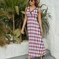 thumbnail image 6 of White Red Blue Tartan Plaid Dress Fashion Boho Beach Long Dresses Female Party Printed Maxi Dress, 6 of 9