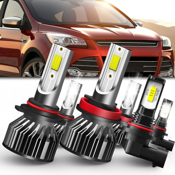 Headlights Fit For 2013-2016 Ford Escape LED Headlight Bulbs,9005/H10/HB3 High Beam  H11/H8/H9 Low Beam  9145 Fog Light Combo,Plug And Play,Pack of 6 (Escape 2013-2016)