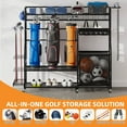 thumbnail image 6 of Craftian Large Golf Storage Garage Organizer 3 Golf Bag Stand Holder Rolling Ball Cart on Wheels, Club Rack Ball Cart ,Outdoor Sport Gear Toy Storage, 6 of 9