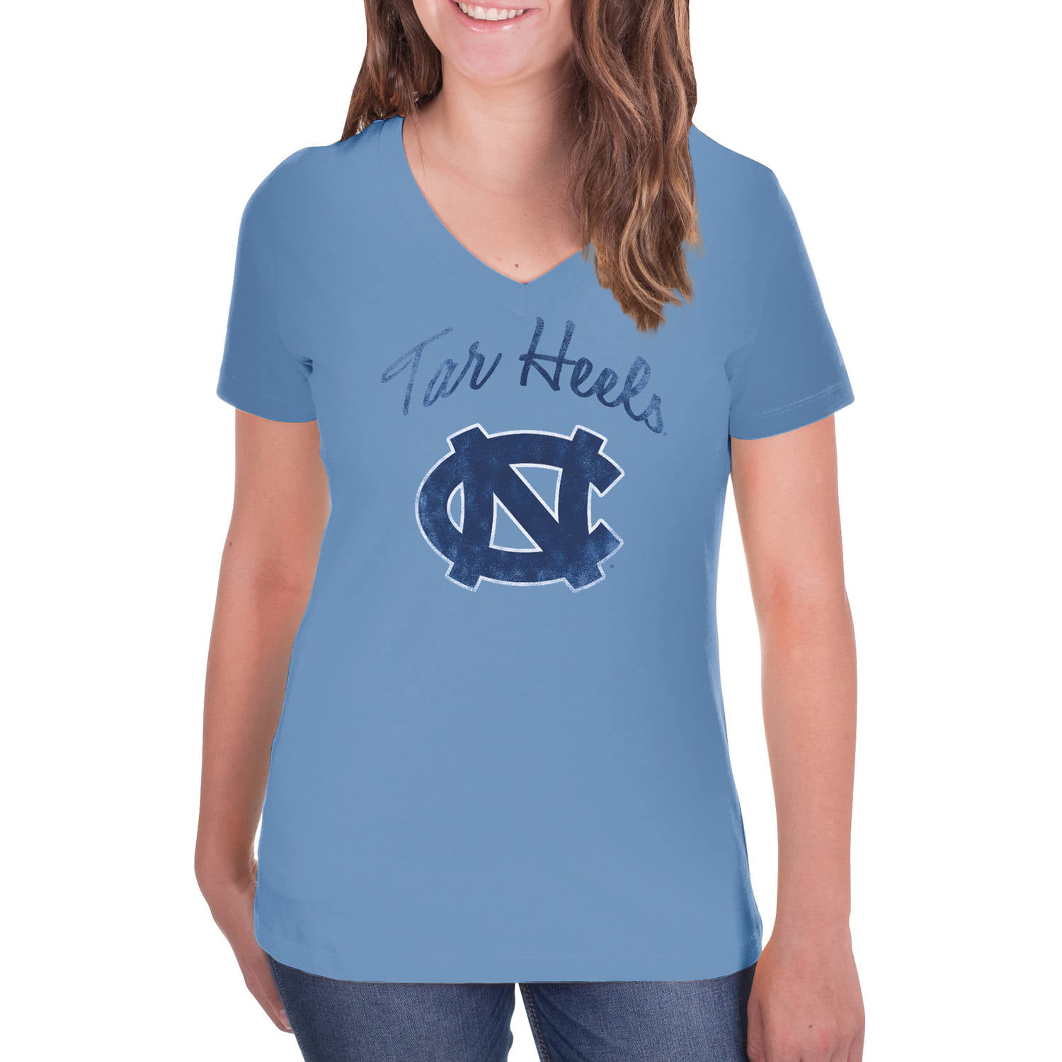 NCAA UNC Tar Heels Women's V-Neck Tunic Cotton Tee Shirt - Walmart.com ...