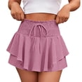 thumbnail image 1 of Falda Mini Fruncida para Mujer - Faldas Lindas para Adolescentes - Linda Falda Mini con Cordón, Cintura Alta, Volantes, en Capas, Fluida, Casual de Verano, Falda Corta, Rosas, XXL, 1 of 1