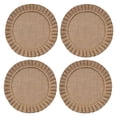 thumbnail image 1 of Nvzi Manteles individuales redondos trenzados, 4 piezas, para mesas de comedor, manteles de yute resistentes al calor de 15 pulgadas, con encaje con volantes, 1 of 4