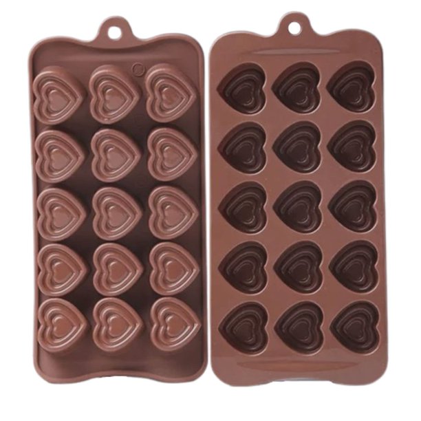 Crethinkaty Moldes De Chocolate De San Valentín 1 Paquete De 15 Cavidades De Corazón De Silicona Para Chocolate, Moldes Para Hacer Chocolate, Moldes De Silicona Para Dulces Para El Día De San Valent