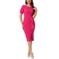 thumbnail image 2 of INSPIRE CHIC Women's Ruffle Bodycon Split Wear To Work Midi Dresses, 2 of 4