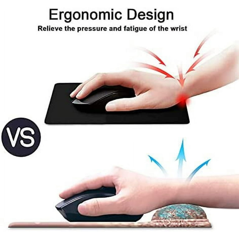 KUOSGM Ergonomic Mouse Pad Wrist Support 13 x 8 Inch,Pink Gold Marble  Design Memory Foam Mousepad with Wrist Rest Pain Relief & Non-Slip PU