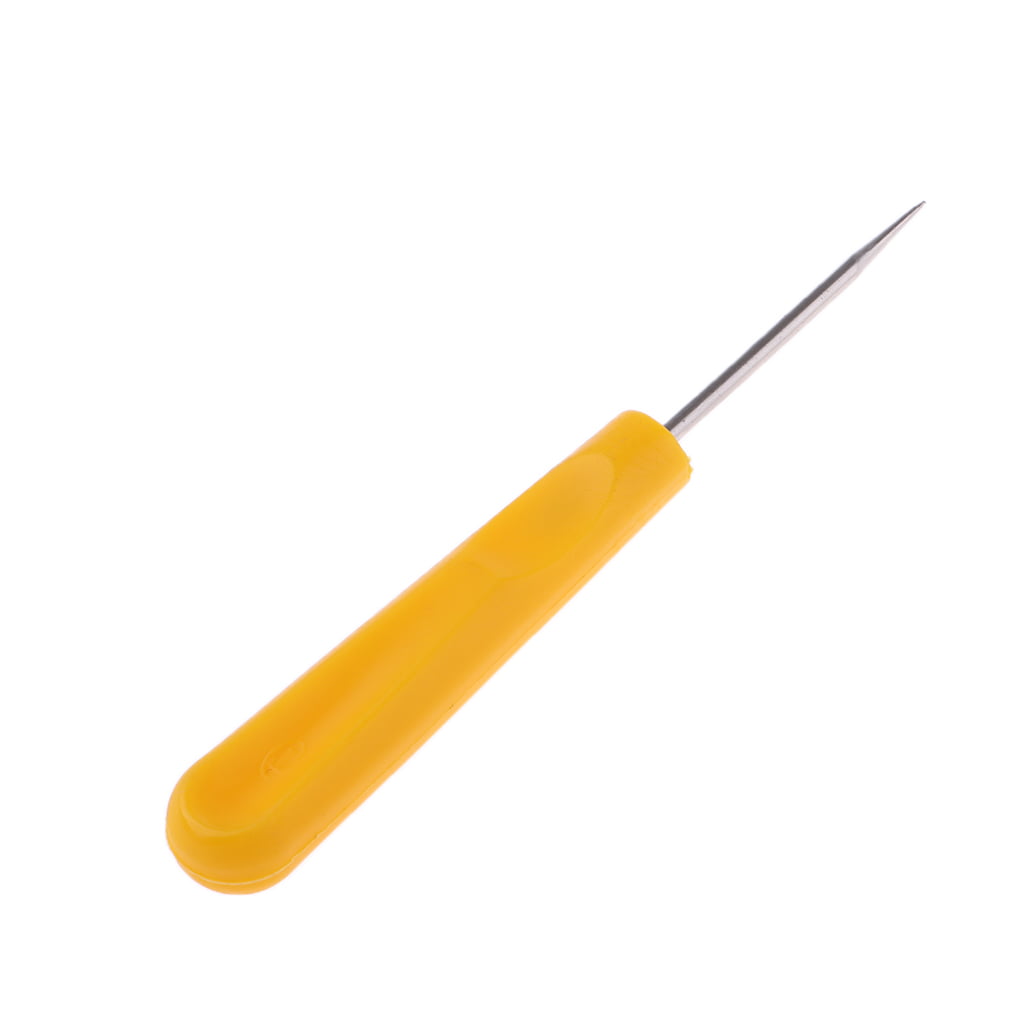 Stainless Steel Tennis Racquet Stringing Awl Tool with Plastic Handle-Yellow 