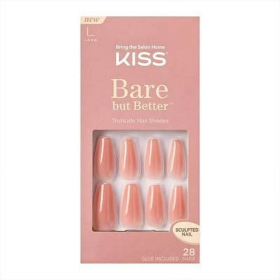 KISS Bare But Better TruNude Fake Nails Nude Nail Shades Manicure Set, Nude Glow', 28 Chip Proof, Smudge Proof Glue-On Nails