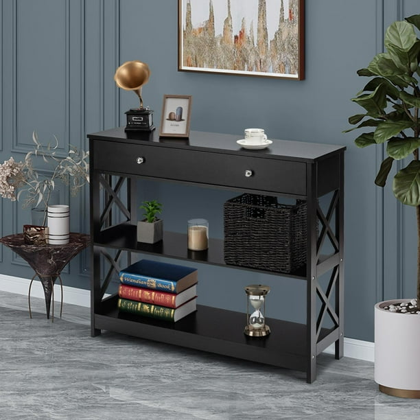 Giantex Narrow Console Table With Drawers Entryway Storage Entry Tables For Hallway Hall Living Room 3 Tiers Clas