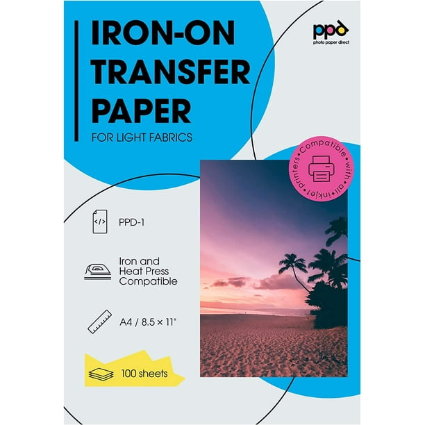 PPD Inkjet PREMIUM IronOn Light T Shirt Transfer Paper LTR 8.5x11