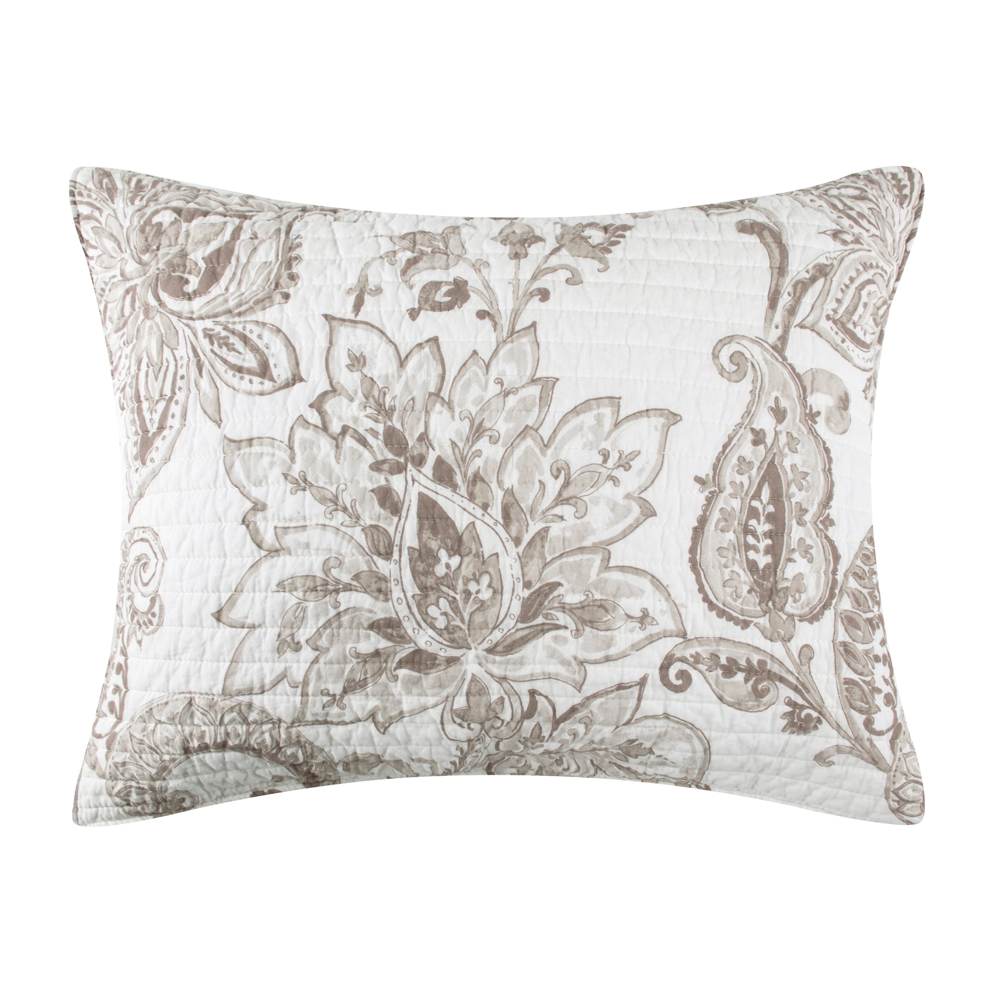 Levtex Home - Bennett Taupe Quilt Set - King Quilt and Two King Shams - Floral Paisley - Taupe and Cream - Quilt (106x92in.) and Shams (20x36in.) - Reversible - Cotton