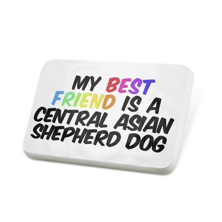 Porcelein Pin My best Friend a Central Asian Shepherd Dog from Russia Lapel Badge –