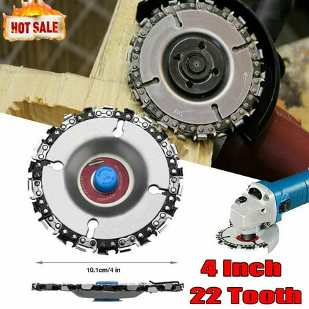 

Amerteer Wood Carving Disc VerRich 4 Inch Angle Grinder Chain Disc with 5/8 Arbor 22 Tooth Fine Cutting Disc for 100/115 Angle Grinder of Wood Plastic Ice & Hard Rubber