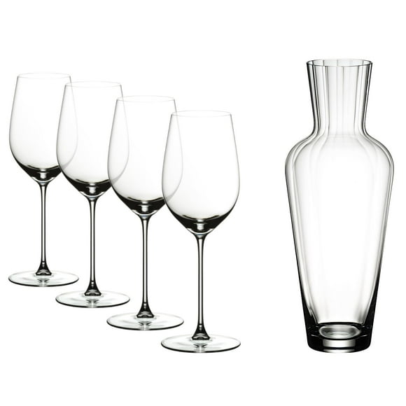Juego de vasos Riedel Veritas Riesling y Zinfandel (paquete de 4) con decantador