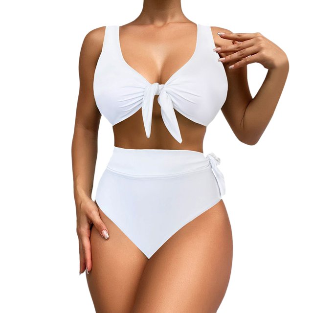 Maillots de Bain Bikini Taille Haute pour Femmes - Deux Pièces à Cordon de Serrage