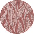 thumbnail image 1 of Unique Loom Tapis d'Extérieur Feuilles Botaniques 4 Pieds x 4 Pieds Rond Rouille Rouge/gris, 1 of 1