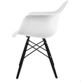 thumbnail image 4 of 2xhome - Set of 2 (Two) White - Plastic Armchair Black Wood Legs Eiffel Dining Room Chair - Lounge Chair Arm Chair Arms Chairs Seats Wire Leg Dowel Leg Legged Base Chrome Metal Eiffel Work, 4 of 6