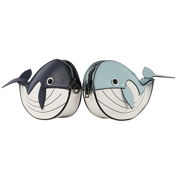 Stylago Novelty Crossbody Purse for Women Leather Whales Shape Zipper Shoulder Bags Ladies Shopping Travel Underarm Clutch Bag Blue