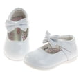 thumbnail image 3 of Josmo Baby Girls Mary Jane Flats with Bow Detail: Non, Slip Sole Wedding Flower Girls Shoes (Little Kid), White Patent, 6, 3 of 7