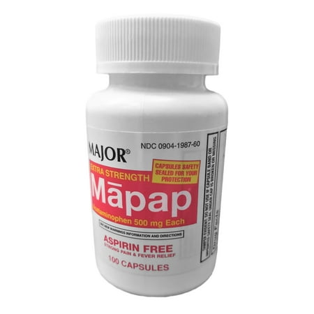 Major Mapap Aspirin-Free Extra Strength Pain Relief Tablets, 500 mg, 100 Count