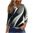 thumbnail image 6 of Levmjia Womens Tops Fashion 3/4 Sleeve T Shirt Casual Loose Fit Floral Printed Pullover Soft Polyester Round Neck Comfortable Tee For Daily Wear, 6 of 9