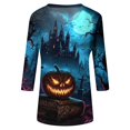 thumbnail image 4 of Trgacdwlo S-5XL Women's Fall Halloween Shirt Funny Ghost Graphic V Neck Women's 3/4 Sleeve Tops Fall Funny Pumpkin Ghost Pullover for Women, 4 of 5