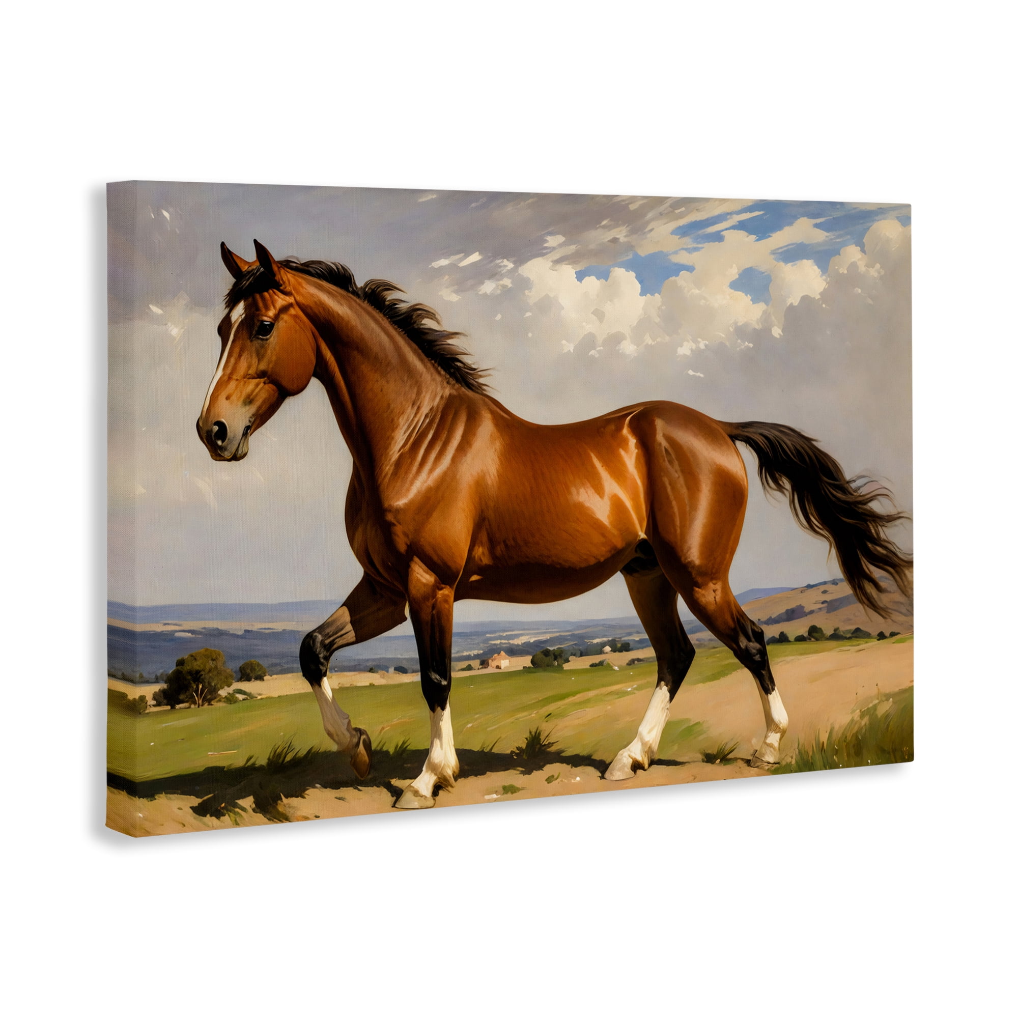 Stupell Industries Trotting Horse in Field Canvas Wall Art, design by Creative Studio