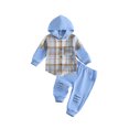 thumbnail image 1 of Conjunto de otoño para niño y niña: camisa con capucha a cuadros, chaqueta y pantalón deportivo., 1 of 9