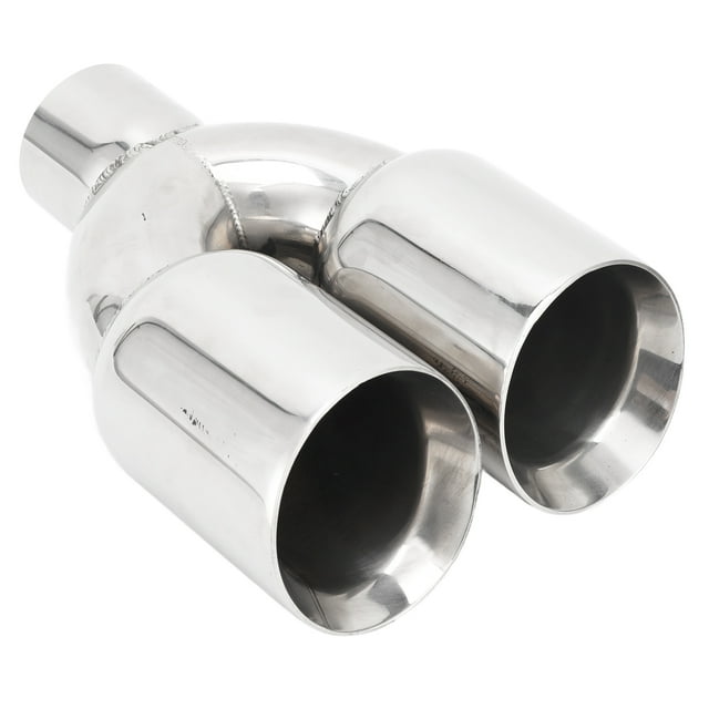 Pipada de Escape En Forma de y, Doble Punta de Escape de Automóvil Antirriptible 63x89 mm de plata para automóviles