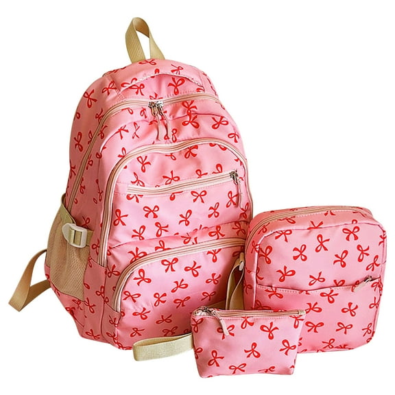 Gnmfd Women's Three-Piece Bowknot Handbag Set, Large-Capacity Backpack, Shoulder Bag, and Tote, Stylish Bowknot Decoration for Work, Shopping, and Travel, Versatile Storage for Essentials