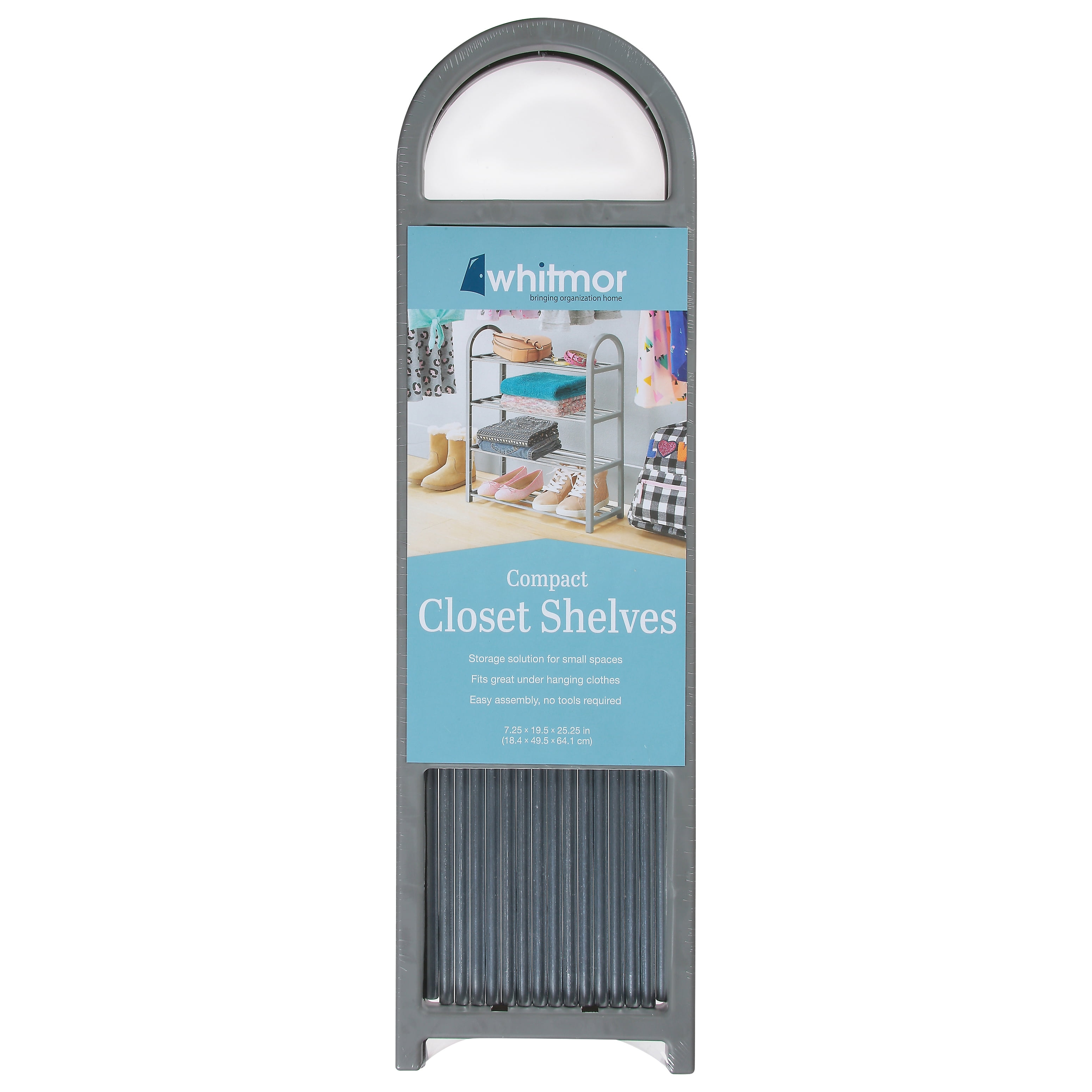 Whitmor Grey Compact 4-Tier Shoe Rack And Closet Organizer