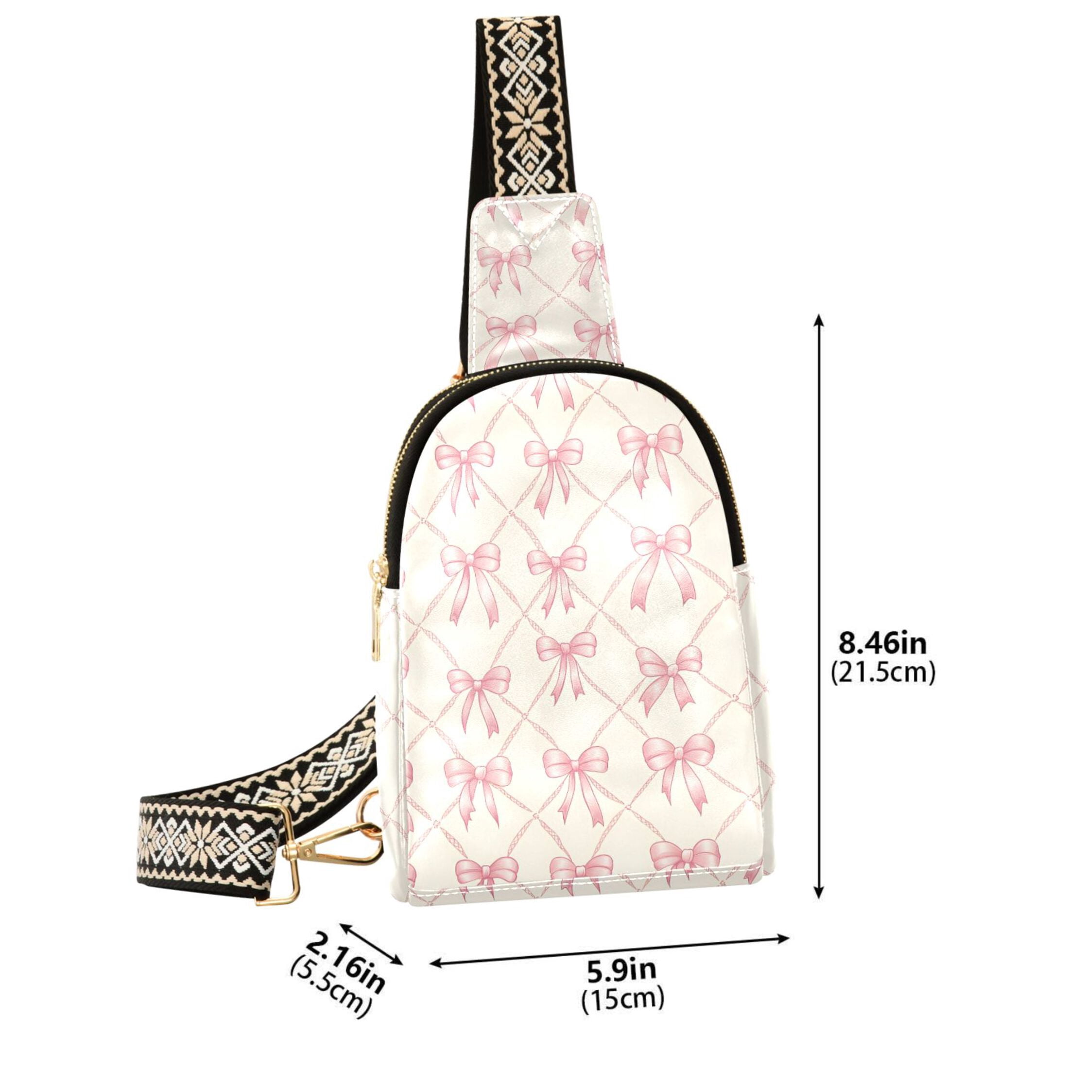 ALAZA Bows Checkered Sling Bag for Women Men Waterproof Crossbody Chest Bags
