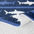 thumbnail image 5 of Manfei Coastal Shark Twin Quilt Set, Simple Horizontal Stripe Twin Coverlet Set, Navy White, 2pcs, 1 Bedspread and 1 Pillowcase, 5 of 7