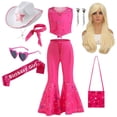 thumbnail image 2 of Disfraz de Barbi de Halloween para niñas, conjunto de ropa Punk de calle Rosa sin mangas con lazo para fiesta, vestido Vintage a cuadros, nuevas películas, 2 of 5