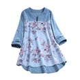 thumbnail image 2 of sovlvnd Women's Plus Size Fashion Print Summer Casual T-Shirt Short Sleeve V-Neck Sweatshirt Tops Blouse Comfortable Button Breathable Blouses Tops, 2 of 6