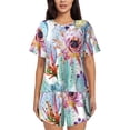 thumbnail image 1 of Balery Cactus Conjunto de Pijama para Mujer con Estampado, Dos Piezas de Manga Corta y Shorts, Ropa de Dormir Suave con Cuello Redondo y Bolsillos-Small, 1 of 6