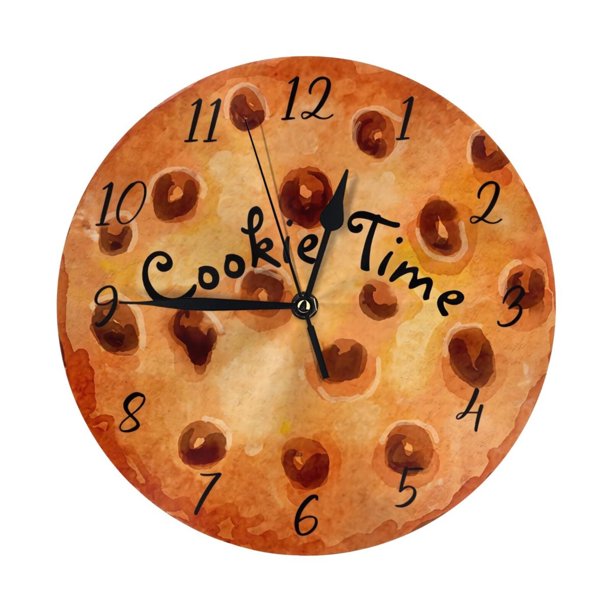 Reloj de pared con chispas de chocolate y diseño de Cookie Time: reloj de pared silencioso de 10 pulgadas que no hace tictac, estilo rústico retro campestre, decorativo para sala de estar, cocina,