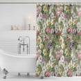 thumbnail image 2 of Sage Green Botanical Shower Curtain Set - Long 72" x 84" Washable Bathtub Curtain with 12 Hooks, Spring Floral Summer Botanical Vintage Waterproof Fabric Shower Curtains for Bathroom/Bathtub Décor, 2 of 6