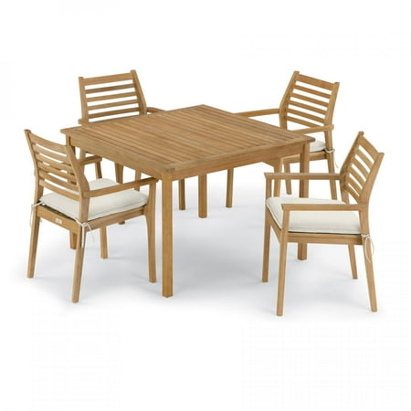 42 Inch High Dining Table Sets Classic 5 Piece Natural Shorea Patio Dining Set W/ 42 Inch Square Table & Sunbrella Canvas Natural Cushions By Oxford Garden ()