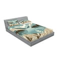 thumbnail image 2 of Ambesonne Lake Fitted Sheet & Pillow Sham Set, Calm Mountains Scenery Botany, Full, Pale Teal Tan and Brown, 2 of 2