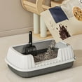 thumbnail image 4 of Open Cat Litter Box with High Side,Anti-Splashing Cats Litters Pan, Semi-Enclosed Cat Toilet with Litter Sifting Scoop, 4 of 5