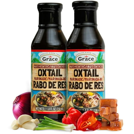 Grace Jamaican Oxtail Marinade, 11.8 oz (2-Pack) – Authentic Caribbean Seasoning for Oxtails & Meats