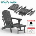 thumbnail image 6 of Hidpriva Outdoor Folding Adirondack Chair Set of 2 with Ottoman and Cup Holder, HDPE Weather Resistant Fire Pit Chair with Retractable Footrest, Grey, 6 of 7