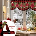 thumbnail image 5 of Christmas Red Plaid Tie Up Valances Curtain, Poinsettia Leaf Winter Floral Adjustable Rod Pocket Short Window Treatment Tie Up Curtains Valances for Kitchen Living Room Bathroom 60x18 Inches, 5 of 9