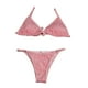 thumbnail image 2 of Traje de baño de dos piezas con tiras ajustables para mujer, traje de baño de cintura alta Rosa XL, 2 of 9
