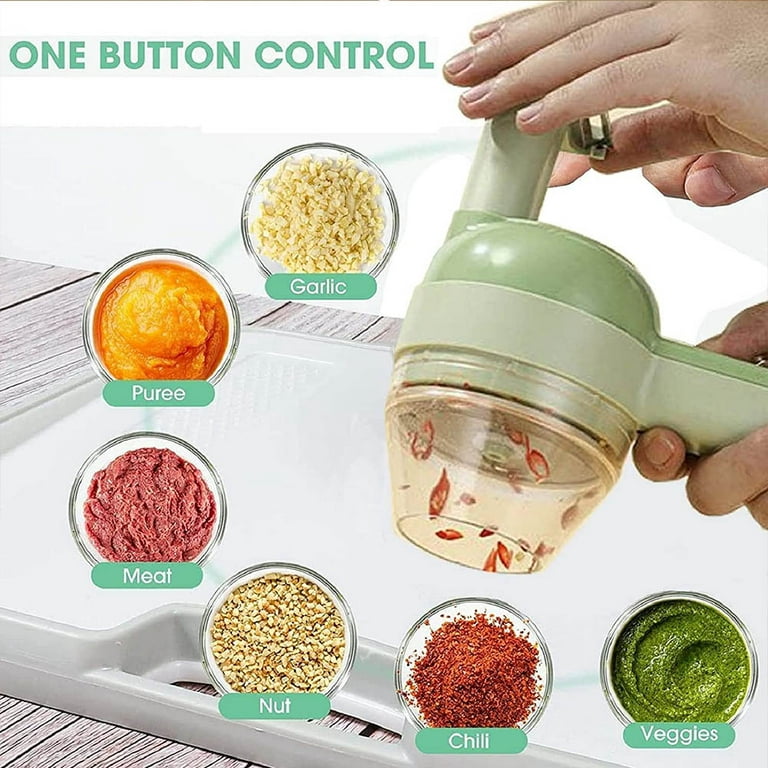 4 in 1 Handheld Electric Vegetable Cutter Set, New Portable Multifunctional Vegetable  Slicer Rechargeable Food Choppers and Dicers for Garlic Pepper Chili Onion  Celery Ginger Meat 